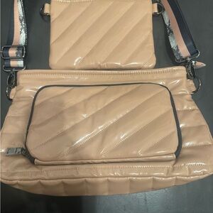 Think Royln, Bank Street XL Crossbody with Matching Pouch Nude